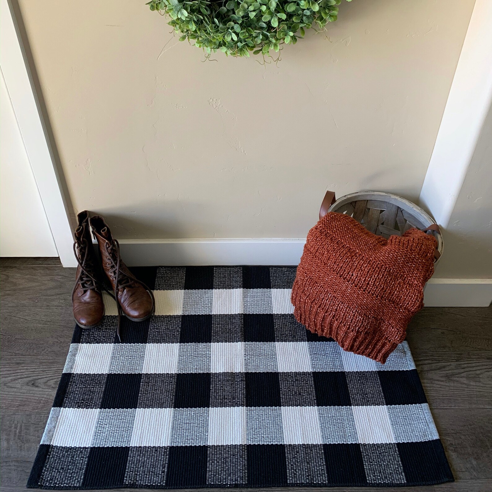 Buffalo Plaid Rug Buffalo Plaid Area Rug Hey There Doormat Thankful Rug