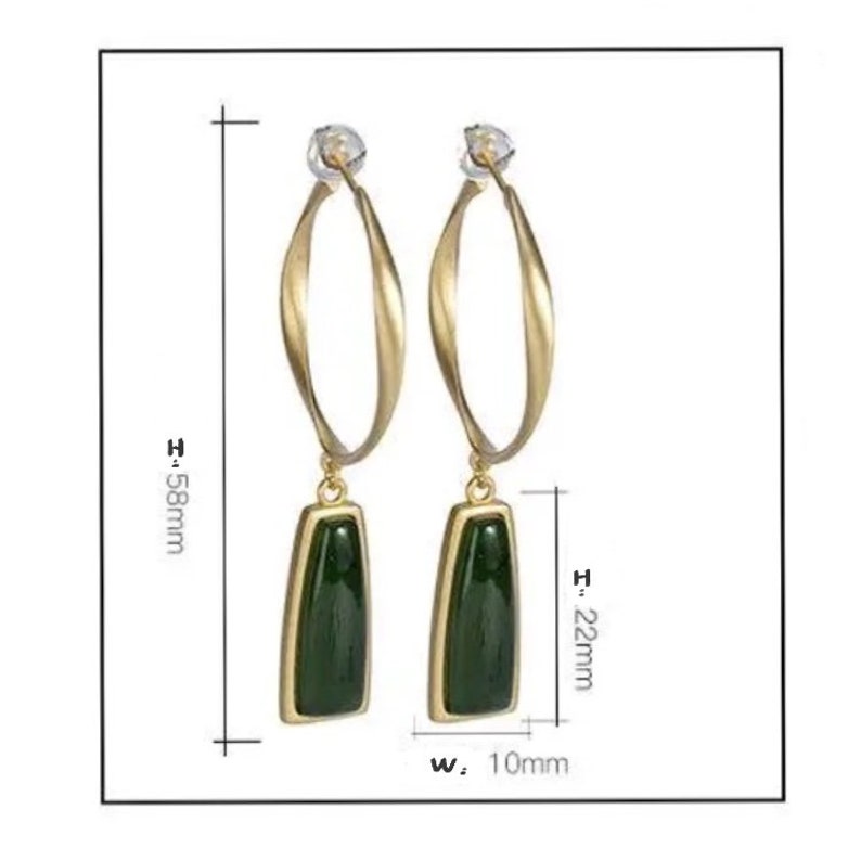 Natural jade pendant earrings,Gold hoop earrings,Green jade earrings,Natural jade jewelry,Mothers Day gift, image 5
