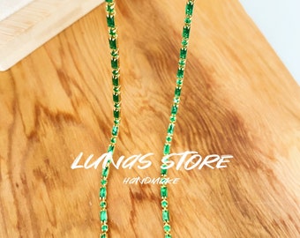 Emerald green zirconia choker,Hight quality green crystal necklace,18k gold Gemstone zircon necklace,fashion dainty choker,gold necklace