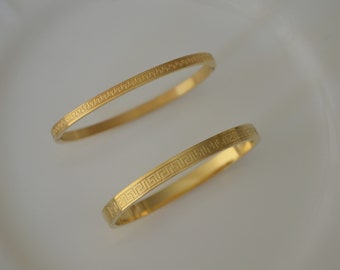 Gold Bangle Bracelet Thick and Thin, Non Tarnish Stainless Steel Jewelry