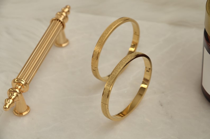 2-Piece Gold Bracelet Set For Women - Stainless Steel Crystal Bangle & Buckle Bracelet, Hypoallergenic