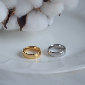 Gold Silver Wedding Ring, Stainless Steel Simple Plain Rings Non Tarnish Jewelry
