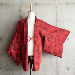 F1509: Japanese vintage kimono Haori, Jacket, Robe, Dress. Pink and purple.