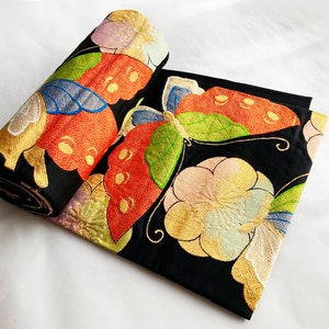 B006:vintage Japanese Kimono Obi Belt. Beautiful Butterfly