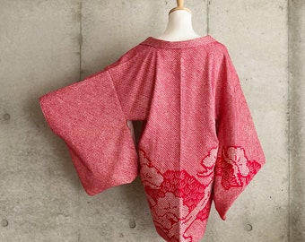 S690: Kimono vintage giapponese Haori, giacca, veste, vestito giapponese "Shibori".