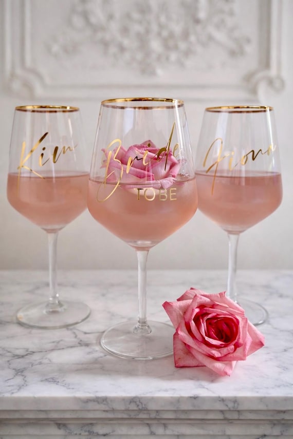 Weinglas personalisiert / JGA / Sektglas / Weinglas mit Goldrand / Bridetobe / Geburtstag / Geschenk / Limited Edition