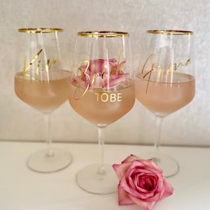 Personalized wine glass / JGA / champagne glass / wine glass with gold rim / bridetobe / birthday / gift / limited edition