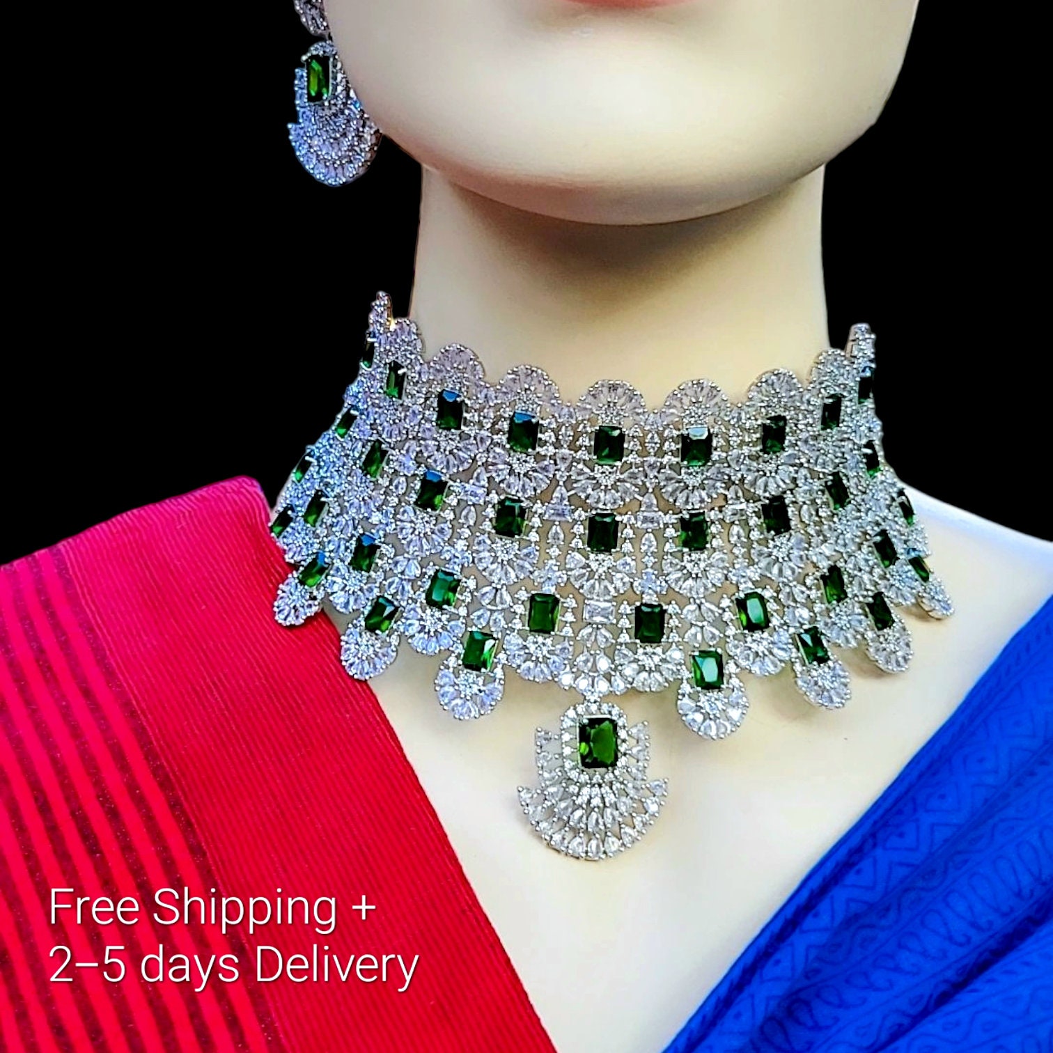 Kiara Advani Necklace Set Emerald CZ Necklace Indian Bridal Etsy