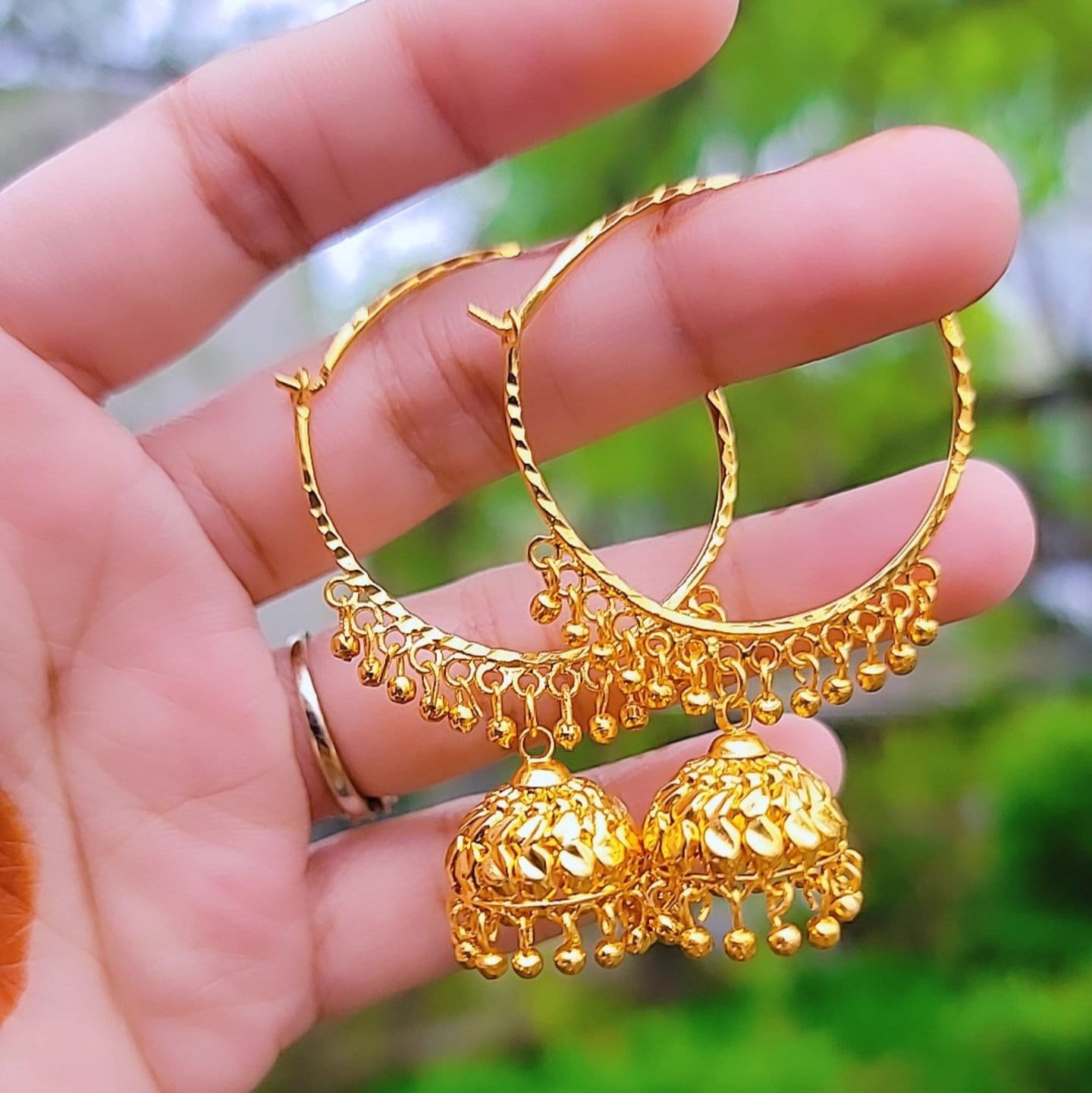 Gold jhumka bali shop design with price