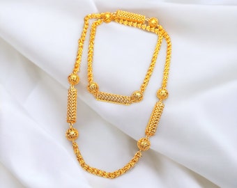 22k Real Dubai Gold Plated Long Necklace / Citi Gold Long Necklace / Long Mala / Sita Haar Suvsachi Indian Gold Jewelry/ 34"Gold Thick Chain