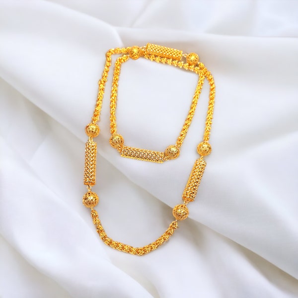 22k Real Dubai Gold Plated Long Necklace / Citi Gold Long Necklace / Long Mala / Sita Haar Suvsachi Indian Gold Jewelry/ 34"Gold Thick Chain