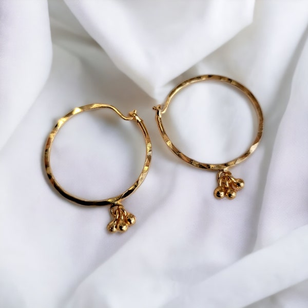 22k Real Dubai Gold Finish Hoop Bali Earrings / Small Hoop Earrings Gold / Daily Wear Small  Gold Hoop Earrings / Slim Sleek Indian African