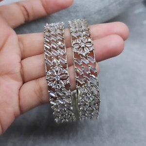 Silver Diamond Bangle Set: Indian CZ Wedding Bangles