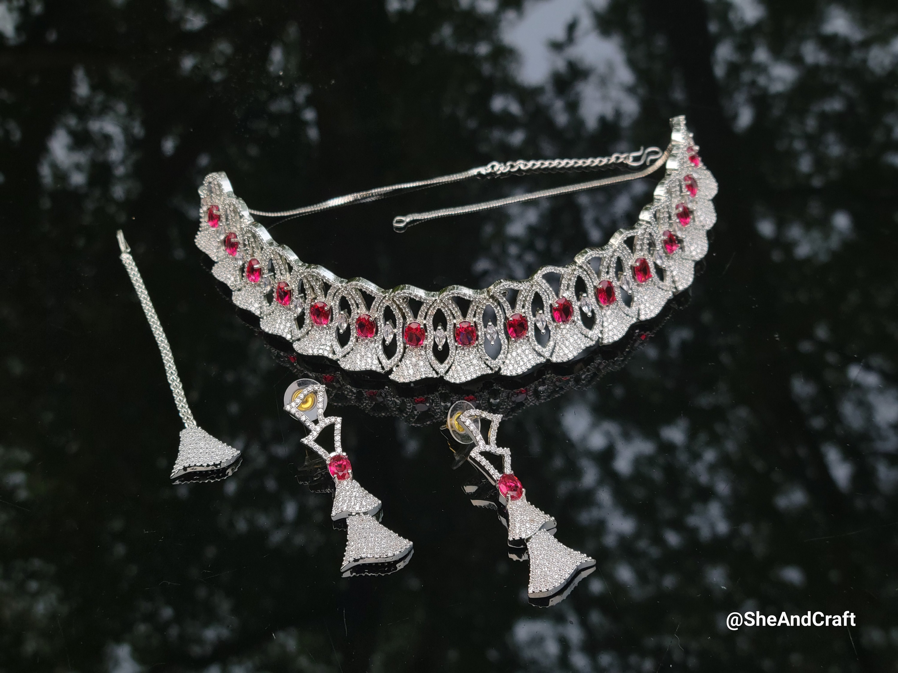 Victorian Choker Necklace Earrings Set