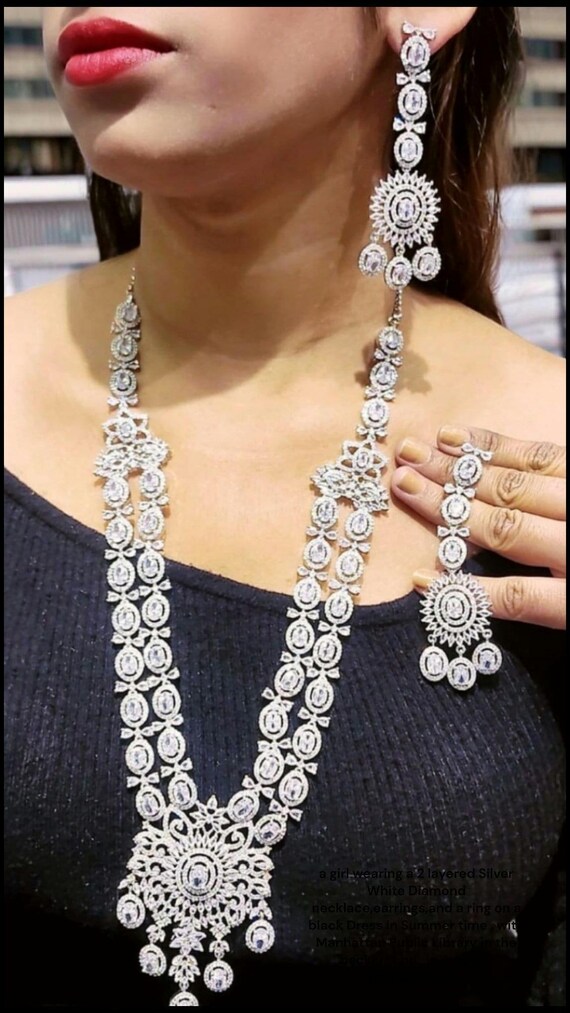 Diamond necklace with saree deals