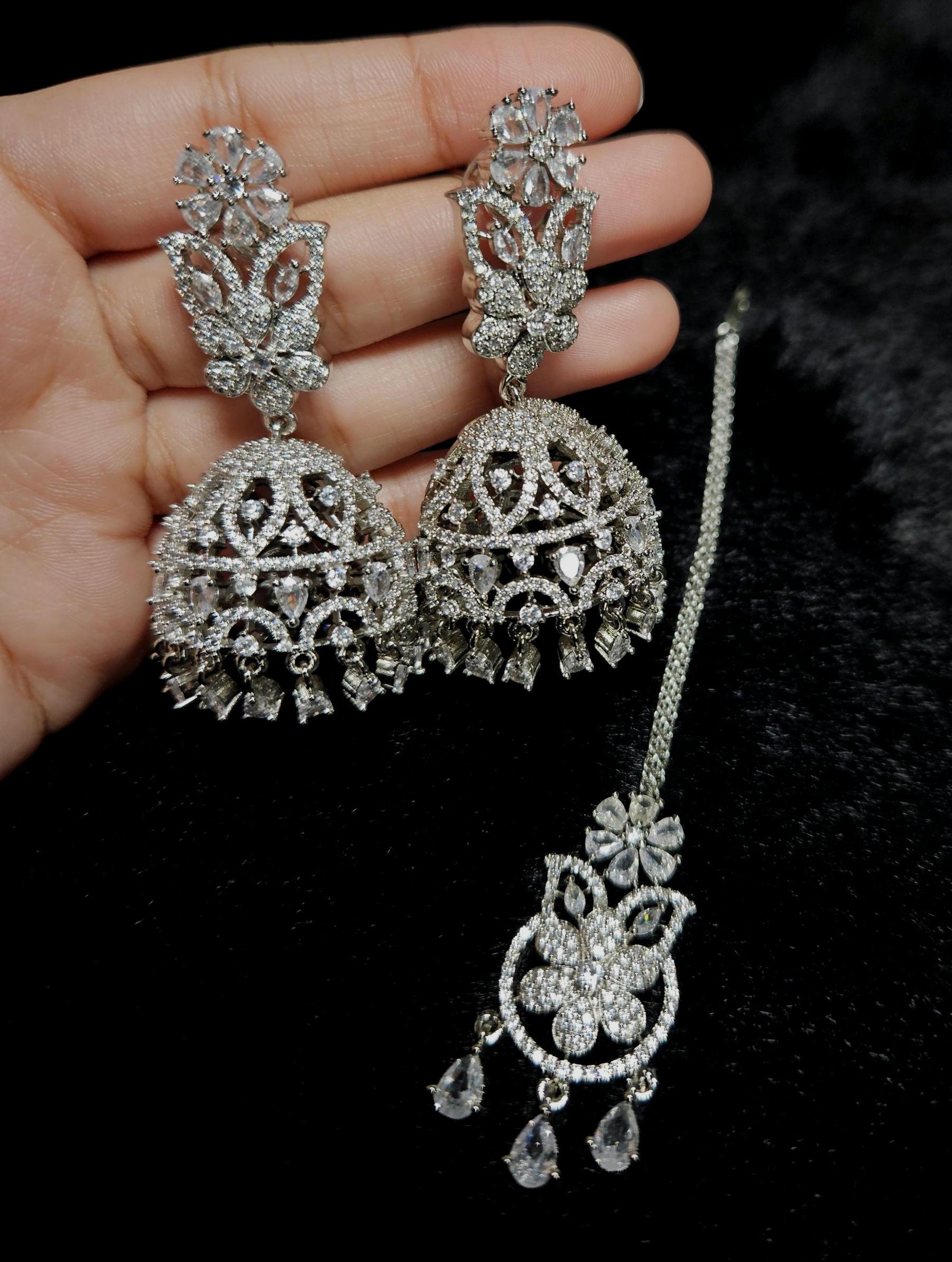 Sterling Silver Rhodium Plated Dangling Round CZ Earrings  Exquisite Italian Rhodium Plated CZ and Coreana Chain Earrings wedding formal display picture 1