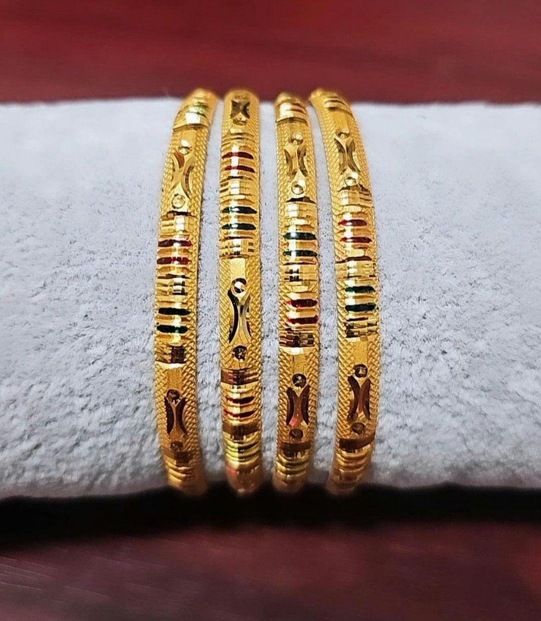 22k Gold Plated Bangles: Meenakari Kada Bracelet Set - Etsy Canada