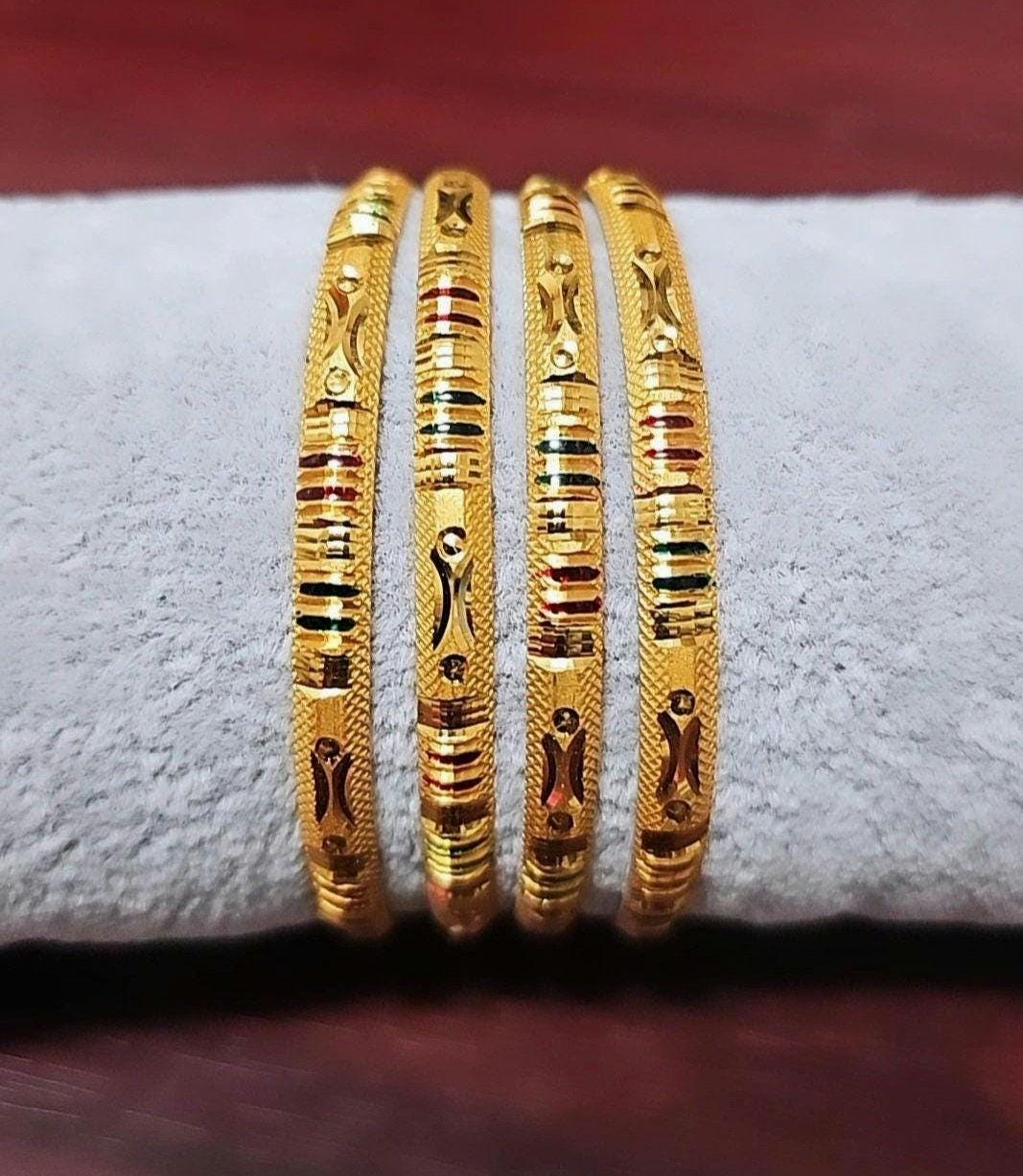 22k Gold Plated Bangle/meenakari Gold Bangle | 4 Pieces Gold