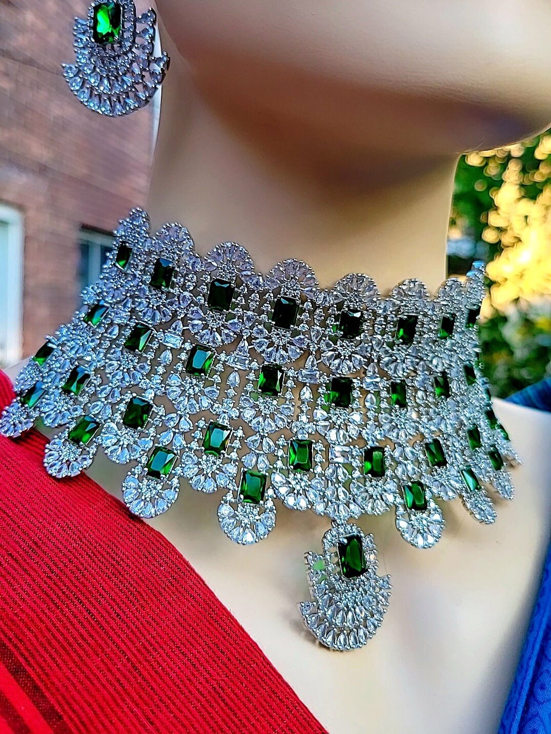 Kiara Advani Necklace Set Emerald CZ Necklace Indian Bridal Etsy