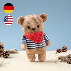 Crochet pattern Teddy bear "Scholle" - German + ENGLISH