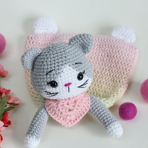 Schema all'uncinetto per coperta in tessuto stropicciato "Cat Minou" - Tedesco
