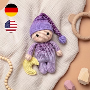 Crochet pattern for sleeping doll Luna/Luis - German + English