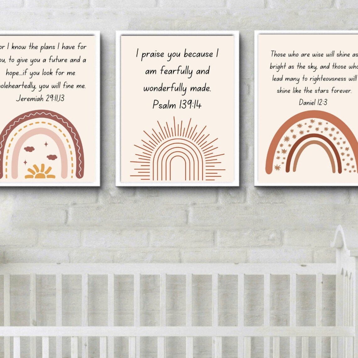 Boho Rainbow Christian Baby Wall Decor Bible Verse Wall Art Etsy