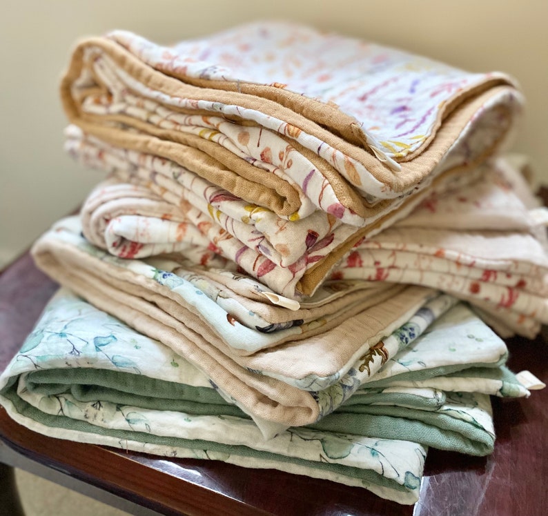6 Layer Organic Cotton Gauze Baby Blanket Floral Crib Etsy