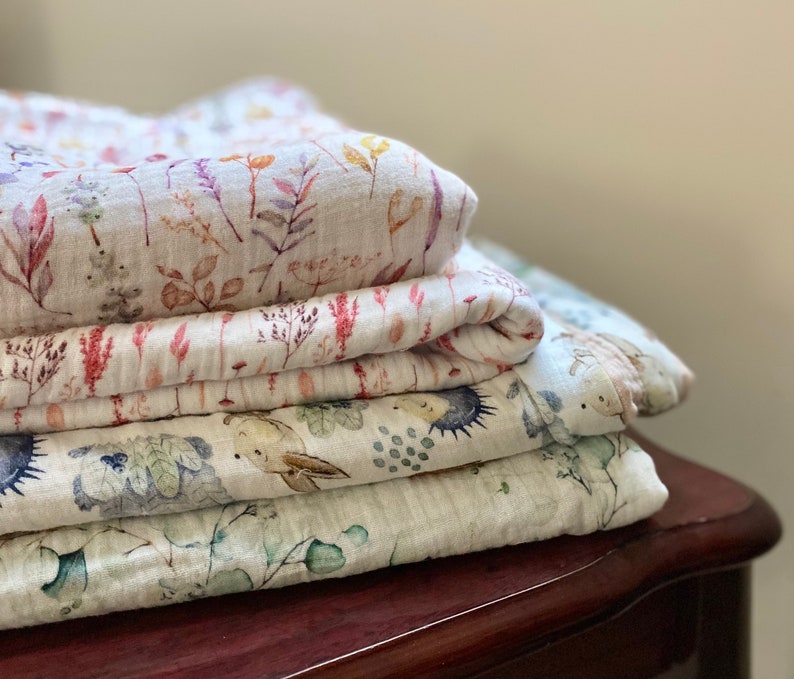 6 Layer Organic Cotton Gauze Baby Blanket Floral Crib Etsy