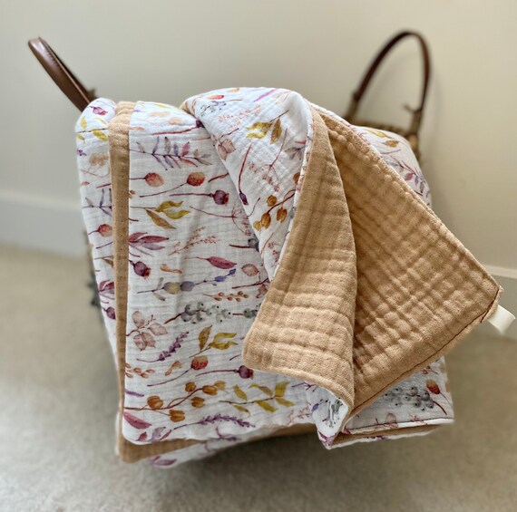 6 Layer Organic Cotton Gauze Baby Blanket Floral Crib Etsy