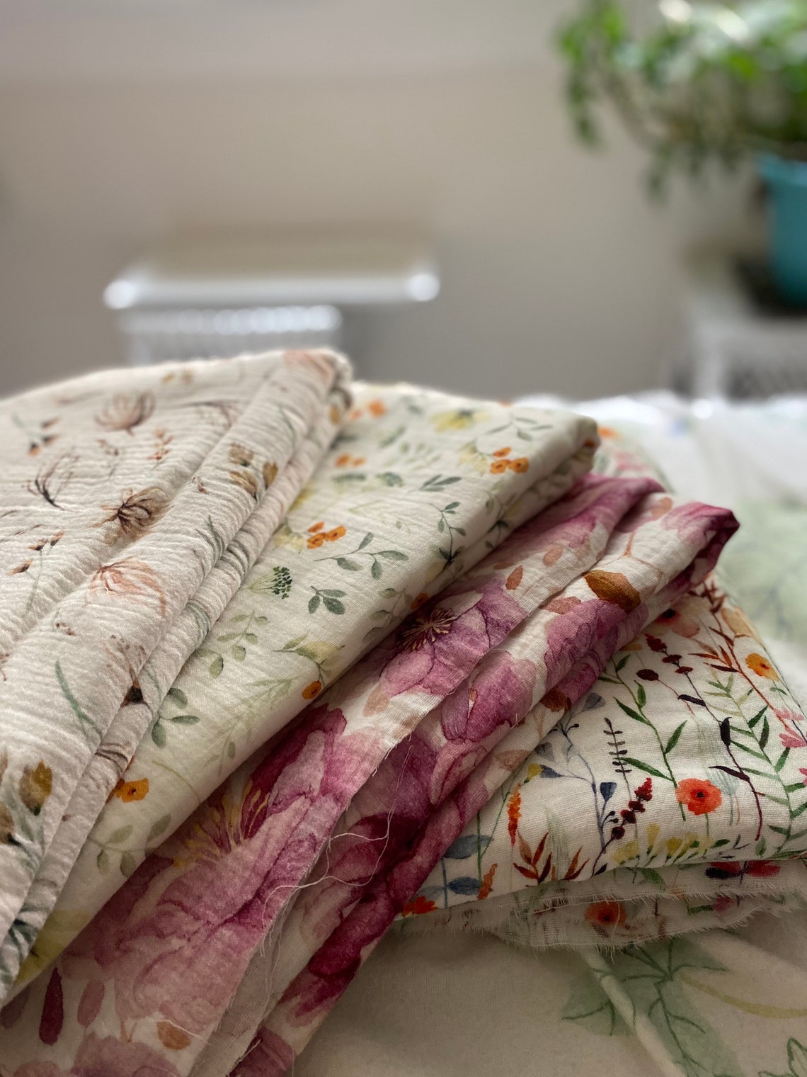 6 Layer Organic Cotton Gauze Baby Blanket Floral Crib Etsy