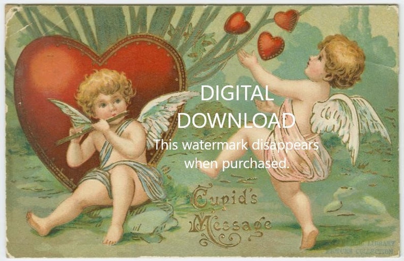 Victorian Valentines Day Card Printable Digital Download "cupids ...