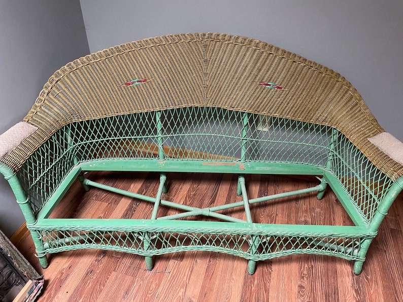 Antique Wicker Sofa 1920's Rare Antique Furniture Indoor Outdoor