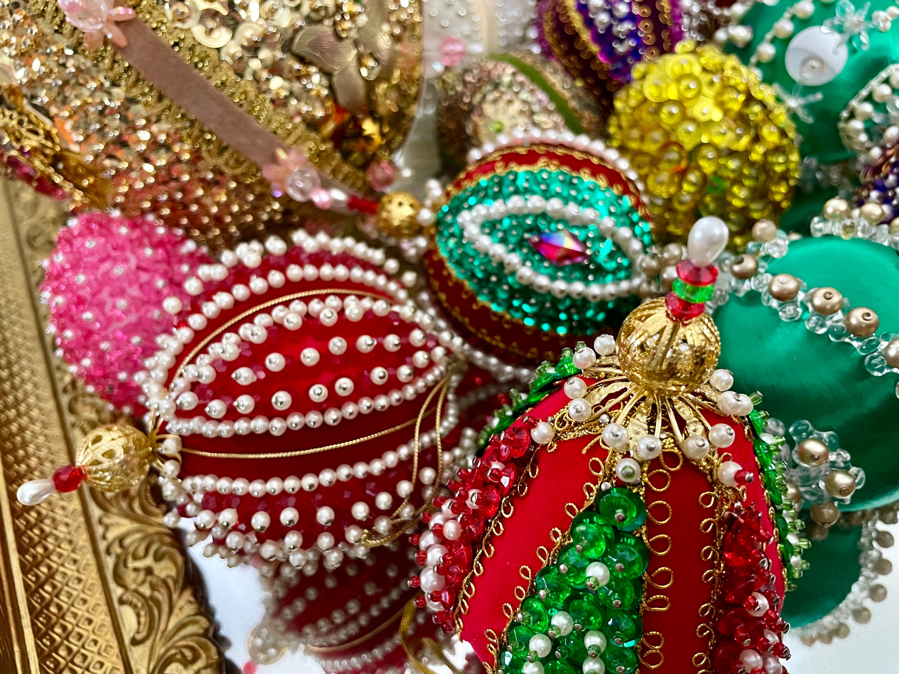 Hand beaded on sale christmas ornaments