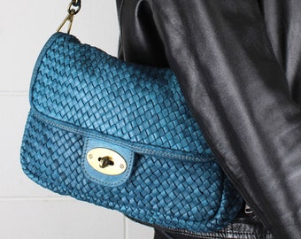 Woven Leather Crossbody Bag: Italian Soft Leather Purse