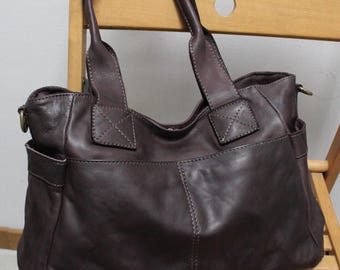 Borsa a tracolla in morbida pelle italiana: borsa marrone fatta a mano