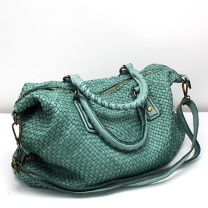 Leather Handbag Soft Leather Bag Woven Leather Totes Large Bag for Womens