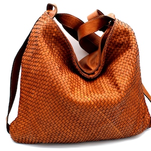 Woven Leather bags Convertible Weave Leather Backpack Special Edition