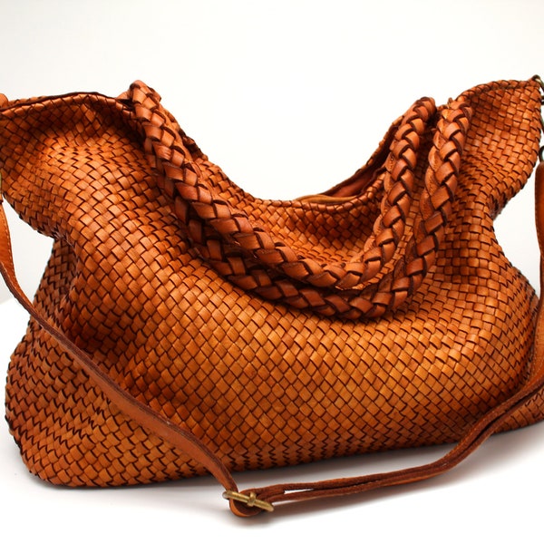 Leather Handbag Italy Leather Bag Woven Hobo Soft Leather Woven Totes