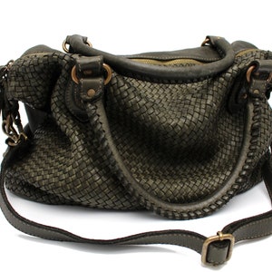 Leather bag Leather Woven bag Soft Purse Woven Leather Handbag Italy