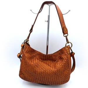 Leather Woven Bag Shoulder Bag Crossbody handbag Made in Italy Soft Leather Bag