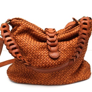 Woven Leather Bag Leather Handbag Italy Soft Handbag Totes Shoulder Bag Woven strap