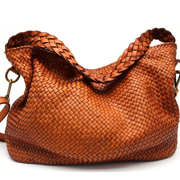 Leather Handbag Soft Leather Bag Woven Leather Handmade