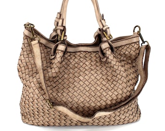 Woven Leather Purse Weave Hobo Leather bag Italy Handbag