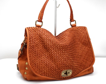 Handmade Woven Leather Tote: Italian Soft Shoulder Bag
