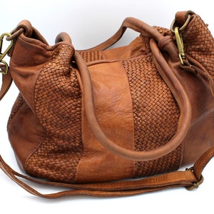 Ledertasche gewebt weiche Schultertasche Weave Handtasche