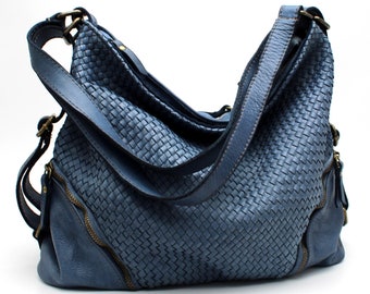 Leather Bag Soft Leather handbag Woven Leather Hobo Woven Bag Backpack Purse