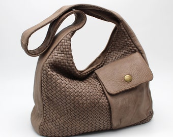 Leather Bag Handbag Soft Leather Purse Woven Leather Tisse Hobo Women bag