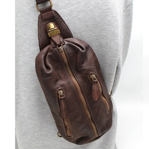 Leather Sling Bag Leather Bag One Shoulder Crossbody Waist Bag - Etsy