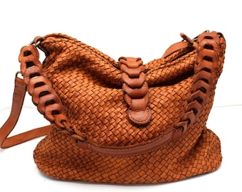 Woven Leather Bag Leather Handbag Italy Soft Handbag Totes Shoulder Bag Woven strap